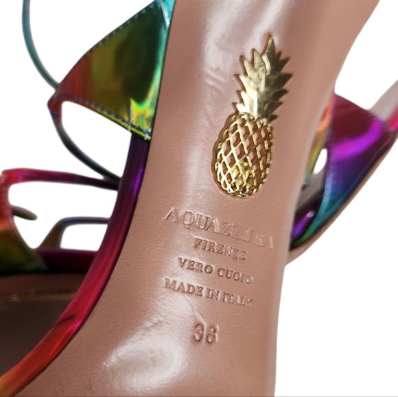 AQUAZZURA Minute 105 Disco Rainbow Leather Sandal - Picture 14 of 16